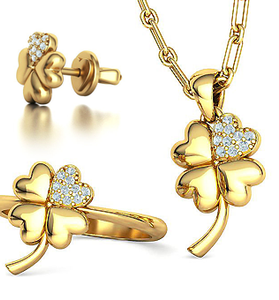 Souprava: Náhrdelník, náušnice a prsten FOURLEAF