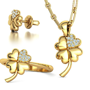 Souprava: Náhrdelník, náušnice a prsten FOURLEAF