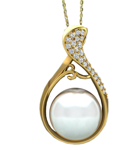 Dámský přívěs s perlou a kameny