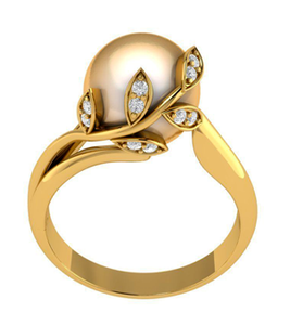 Prsten s perlou a kameny FLOWER