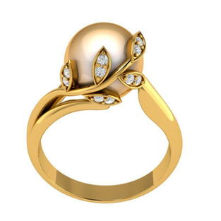 Prsten s perlou a kameny FLOWER
