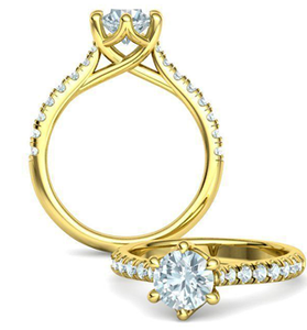 Prsten SOLITAIRE s centrálním kamenem a osázenou šínou