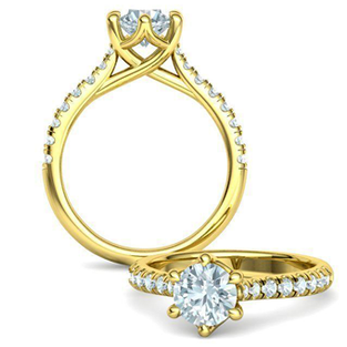 Prsten SOLITAIRE s centrálním kamenem a osázenou šínou