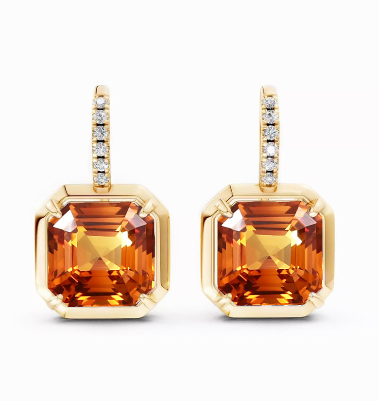 Náušnice ORANGE asscher